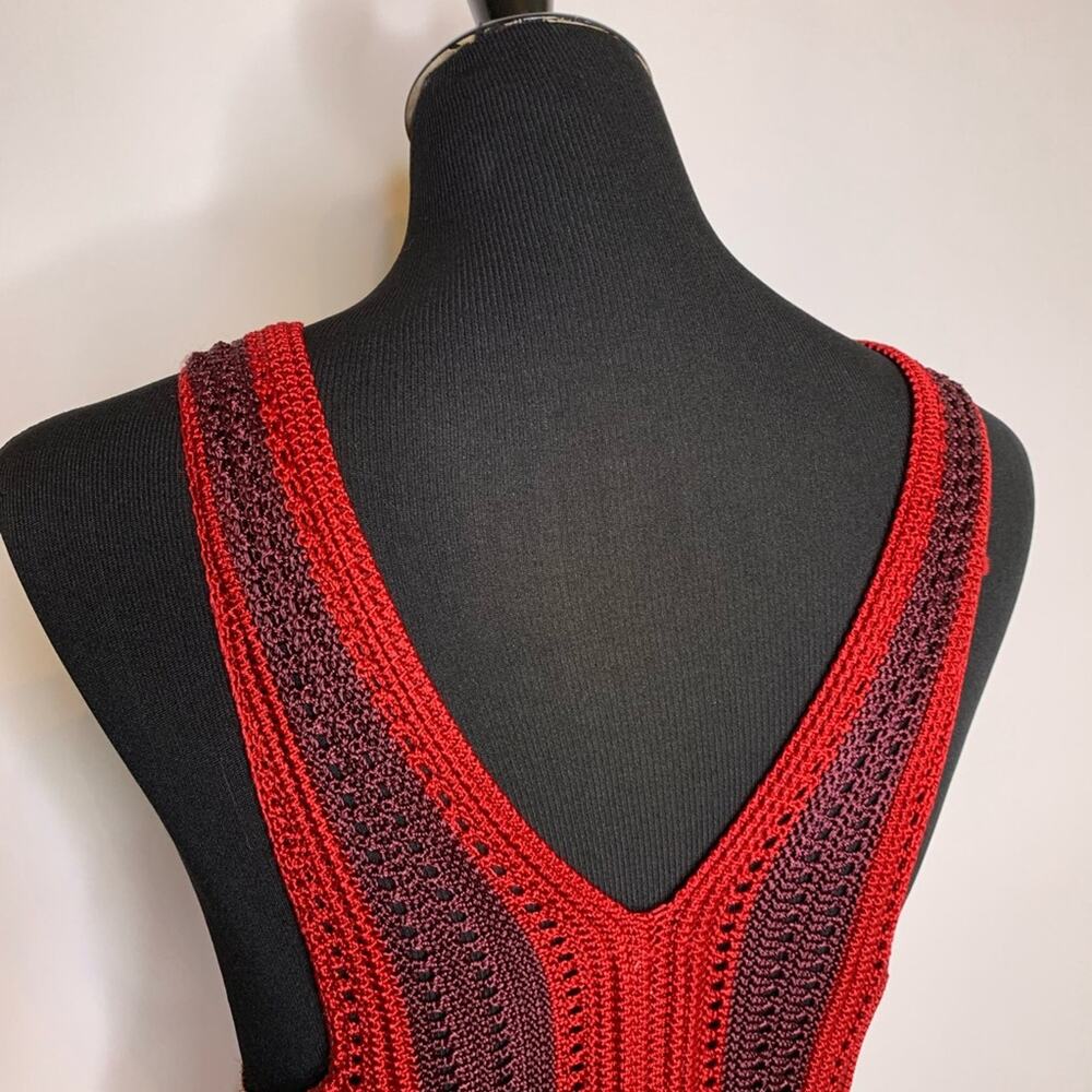 Free People Katie red orange crochet floral sleeveless dress size Small NWT - Picture 9 of 14